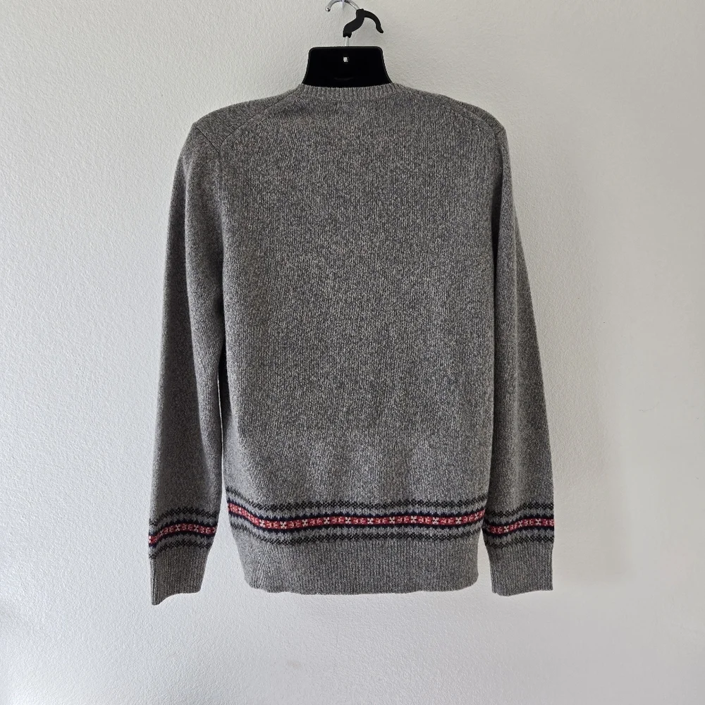 Brooks Brothers Sweater Mens Large Gray Merino Wool Blend Knit Crew Neck Grandpa